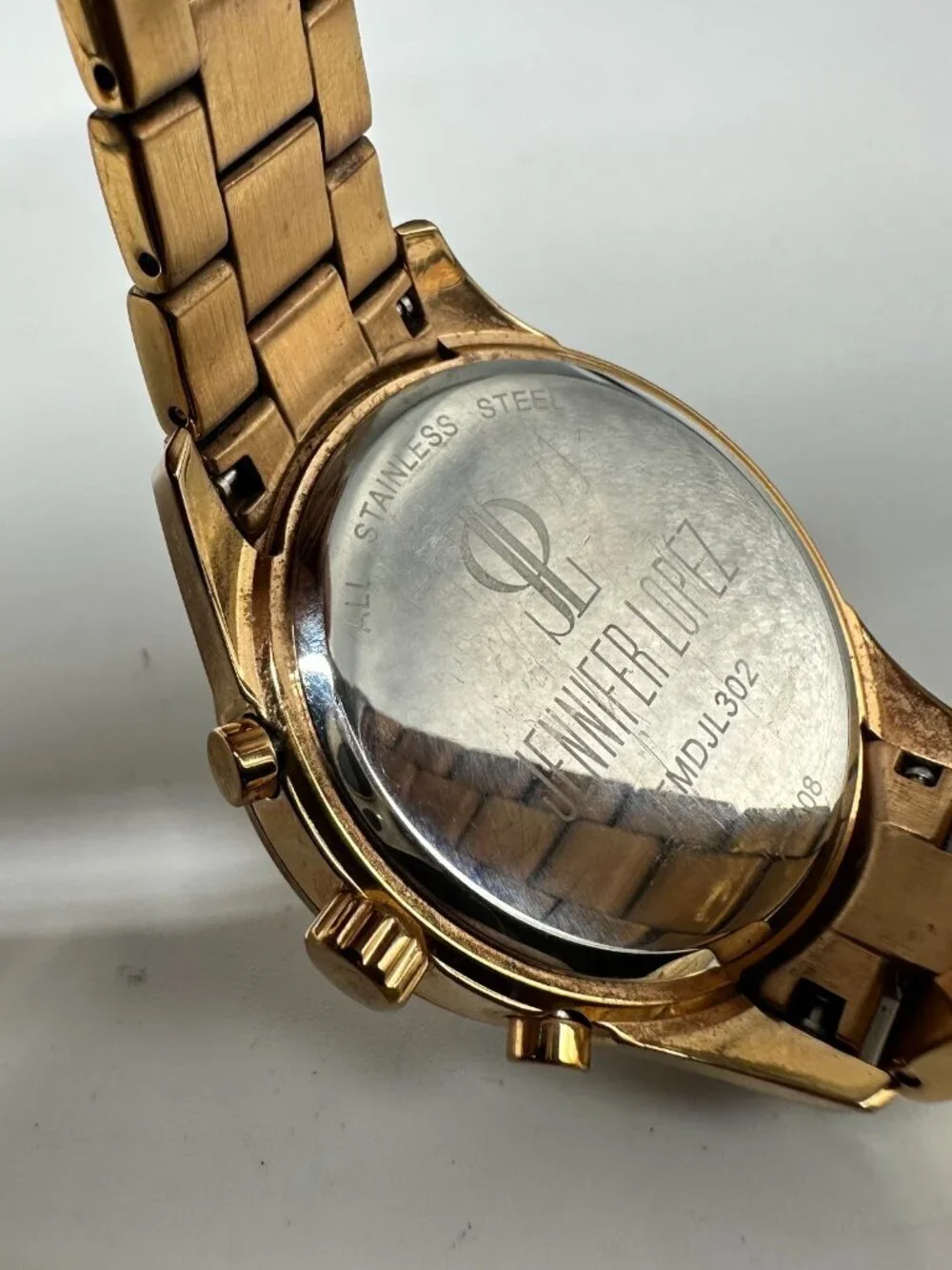 Jennifer Lopez Watch Women Rose Gold Tone Chronograph Date New Battery 6.75
